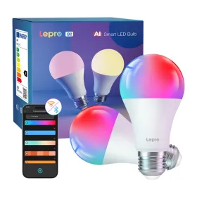 LEPRO B2-2 E27 Wi-Fi LED Bulb, 1100 lm, 2-pack